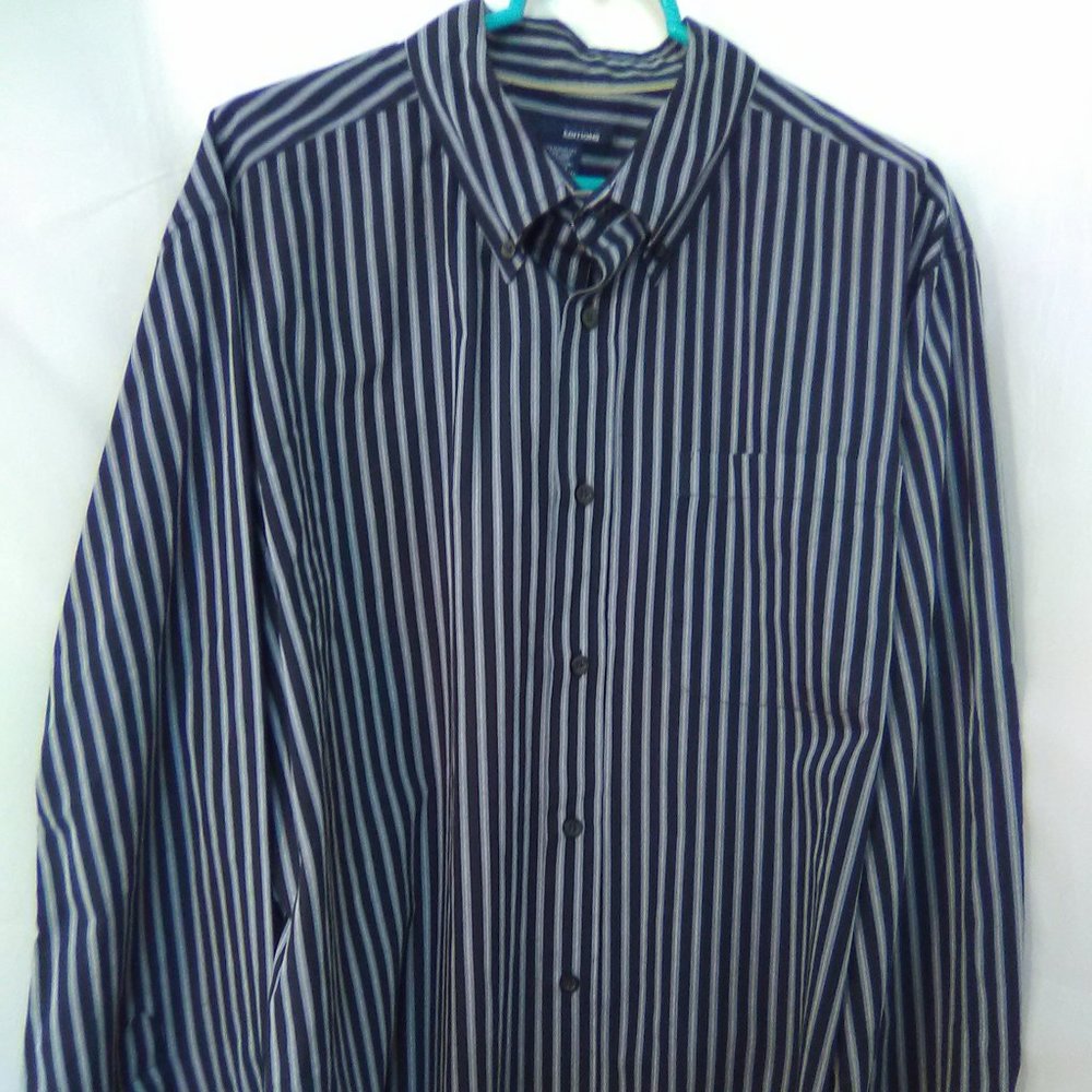 Basic Edition Long Sleeve Button Down Shirt Color Black/Blue/Gray Stripe…
